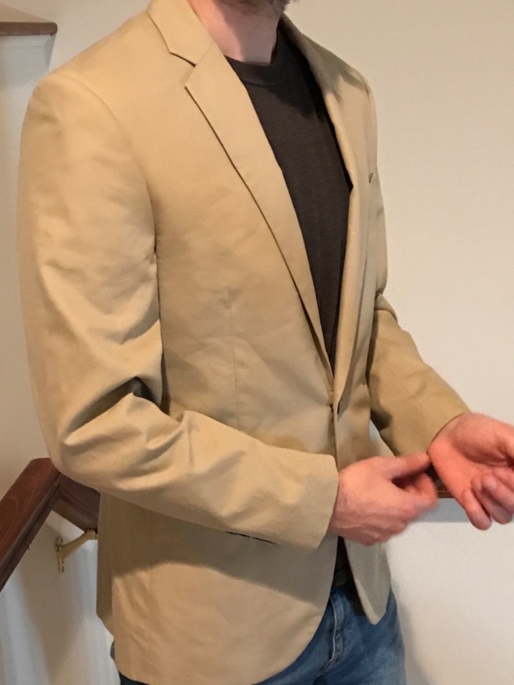 J. Crew Thompson Style Tan Beige Preppy Academia Sport Coat Blazer 42R